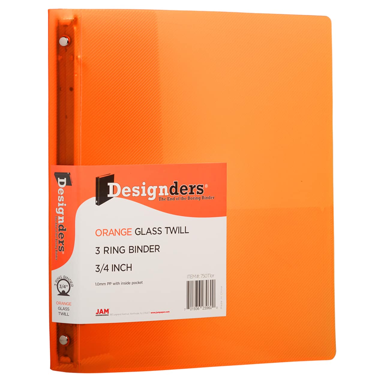 JAM Paper 0.75" Glass Twill Plastic 3-Ring Binder